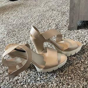 Nude block heels